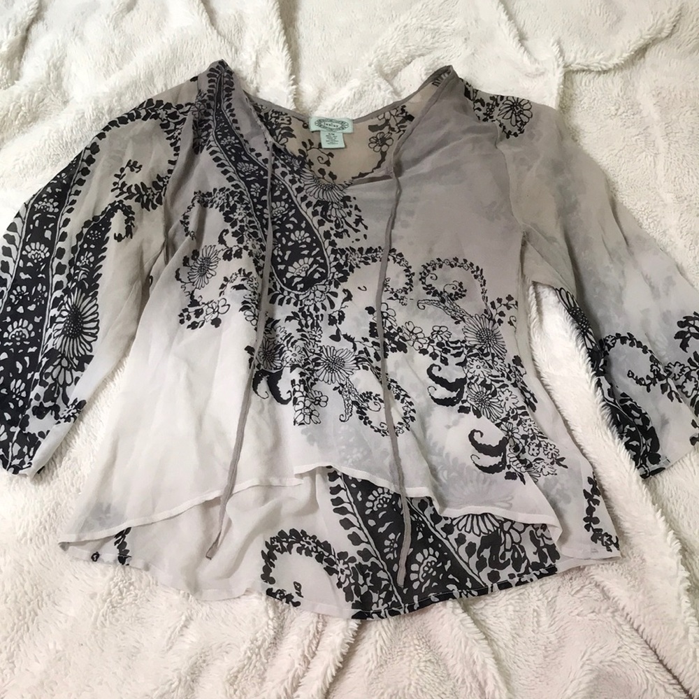 Boho flowy quarter sleeve shirt